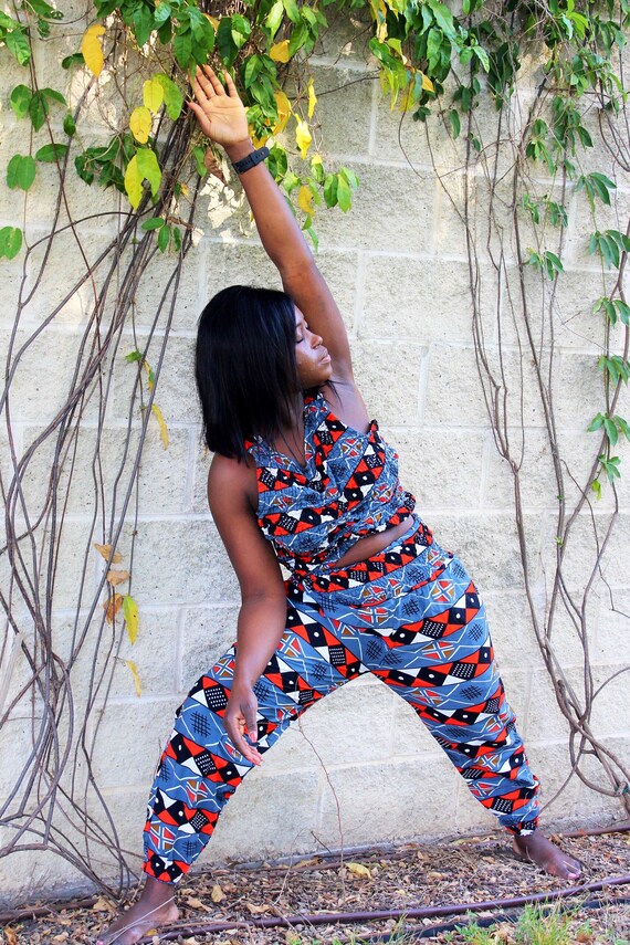 Jemila Women's African Print High-Waisted Pants (Mauve Plum