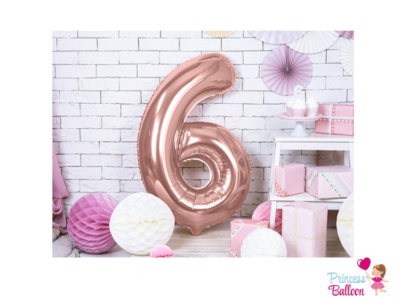 Number Balloon Gift Rose Gold Giant Number Balloon Decoration 86 cm 6th Birthday