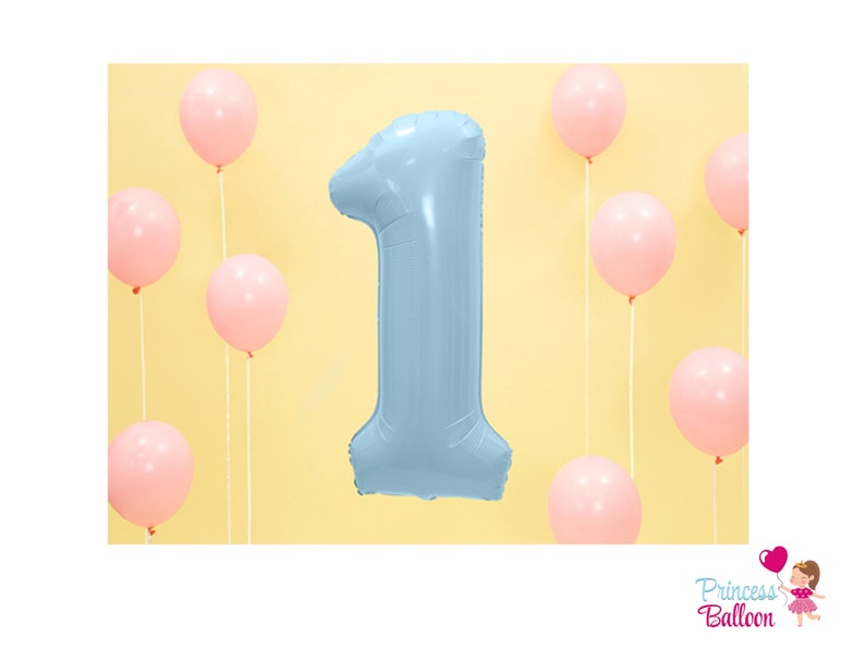 Optional plus confetti Gift Number Balloon Baby Blue Decoration 1st birthday 86 cm Giant Number Balloon
