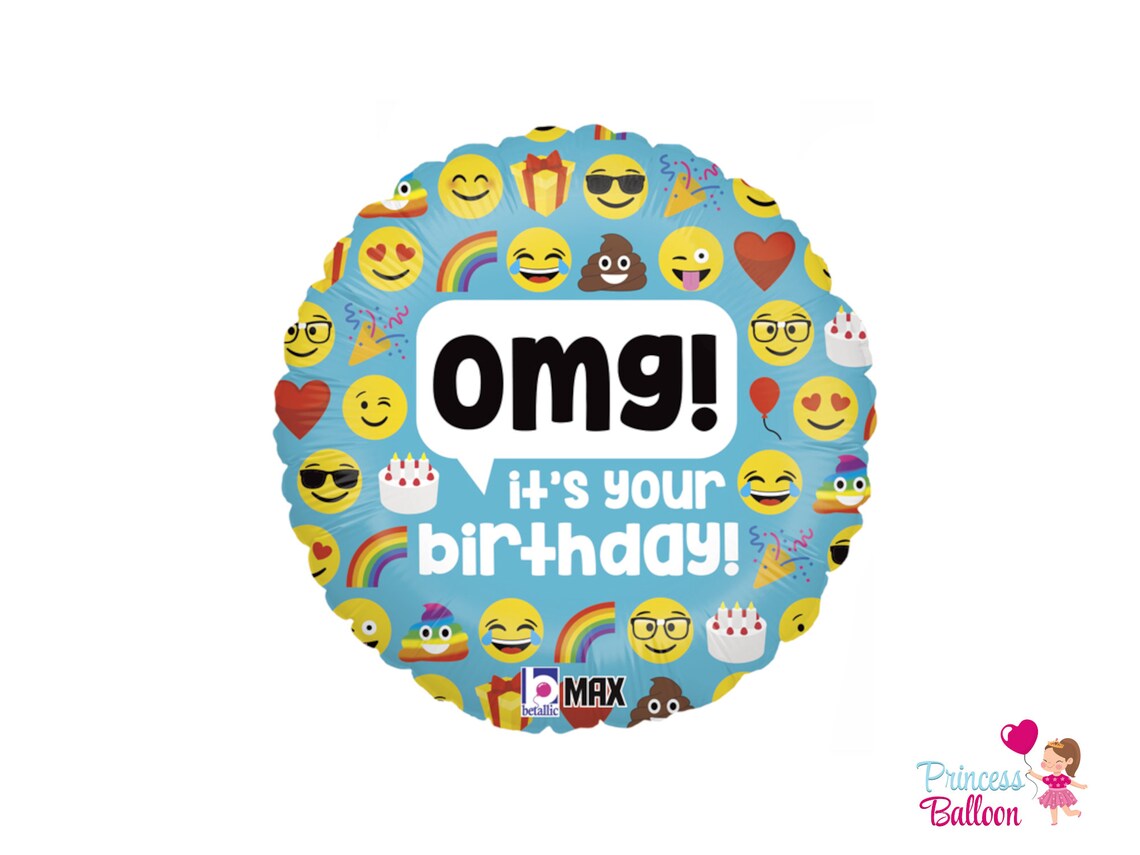 Emoji Balloon OMG Happy Birthday Birthday Smileys Etsy