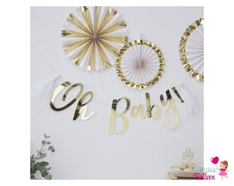 Oh Baby Girlande | gold | Hello Baby | Baby Shower | Babyparty | Banner | Willkommen