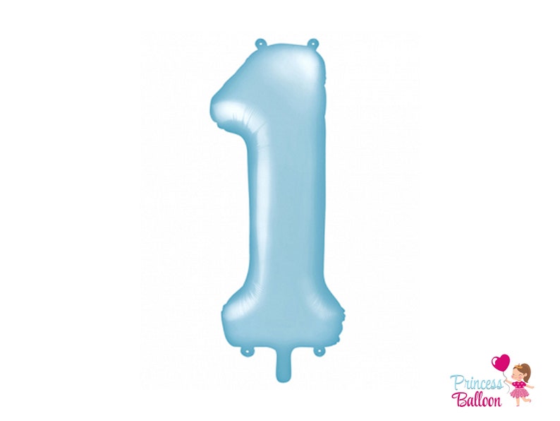 Optional plus confetti Gift Number Balloon Baby Blue Decoration 1st birthday 86 cm Giant Number Balloon