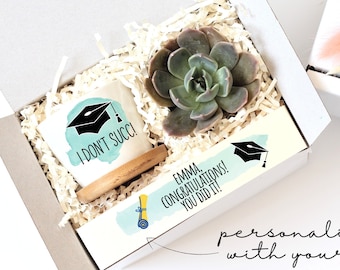 Graduation gift box - succulent gift - grad gift - live plant gift - grad gift box - personalized gift - ready to ship gift - gift under 20