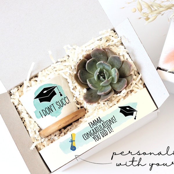 Graduation gift box - succulent gift - grad gift - live plant gift - grad gift box - personalized gift - ready to ship gift - gift under 20