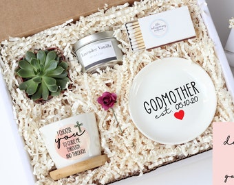 Godmother proposal gift box - baptism gift box - personalized godmother gift - succulent gift box  - ready to ship - gift under 40