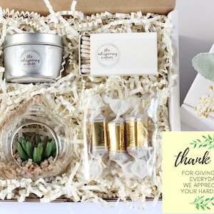 Employee appreciation gift box - thank you gift box - unique corporate gift - faux succulent gift box - ready to ship gift - gifts under 20