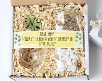 Custom mini graduation gift box - promotion gift box - congratulations gift - mini air plant gift - glass terrarium gift - gifts under 20