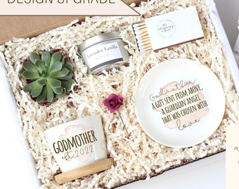 Custom godmother proposal gift box - baptism gift box - personalized godmother gift - succulent gift box  - ready to ship - gift under 40