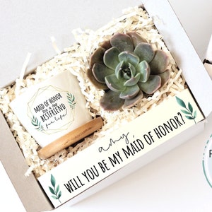 Maid of honor proposal gift box - succulent gift - will you be my maid of honor personalized gift box - gift under 20 - ready to ship gift