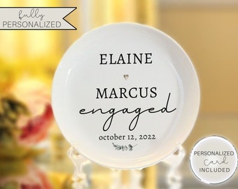 Personalized engagement display plate 6" - engagement gift for couples - wedding keepsake gift - engagement home decor gift - minimalist set