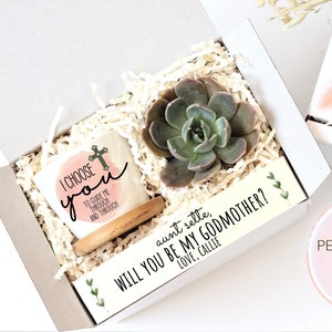 Godmother proposal gift box - madrina gift box - personalized godmother gift - succulent gift box  - ready to ship - gift under 20
