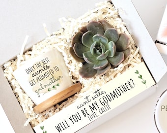 Caja de regalo de propuesta de madrina - sólo las mejores tías son ascendidas a madrina - regalo de tía madrina - bautismo - listo para enviar - regalo menor de 20 años