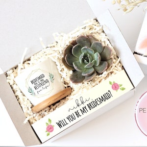 Bridesmaid proposal gift box - succulent gift box - will you be my bridesmaid personalized gift box - gift under 20 - ready to ship gift