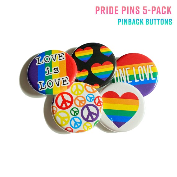 Pride Pins 5pack Gay Pride Pride Buttons LGBTQ Pins Etsy