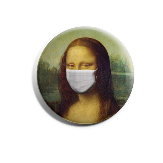 Masked Mona Lisa Button Mona Lisa Gifts Funny Mona Lisa - Etsy