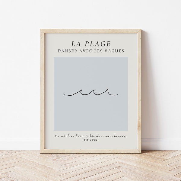 Waves Line Art, Coastal Home Decor, Ocean Minimalist Printable Art, Instant Download