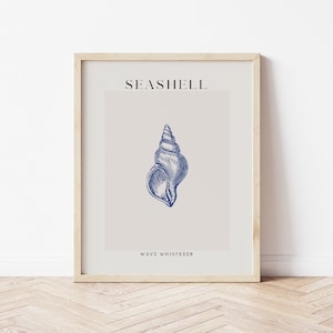 Seashell Digital Wall Art, Beach House Wall Art, Seashell Art Print, Minimalist Seashell Print, Digital Download