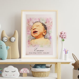 Gift Birth Gepersonaliseerd, Geboorte Poster, Geboorte Poster, Meisje, Jongen, Geboorteakte, Gift Baptism, Nursery Decoration