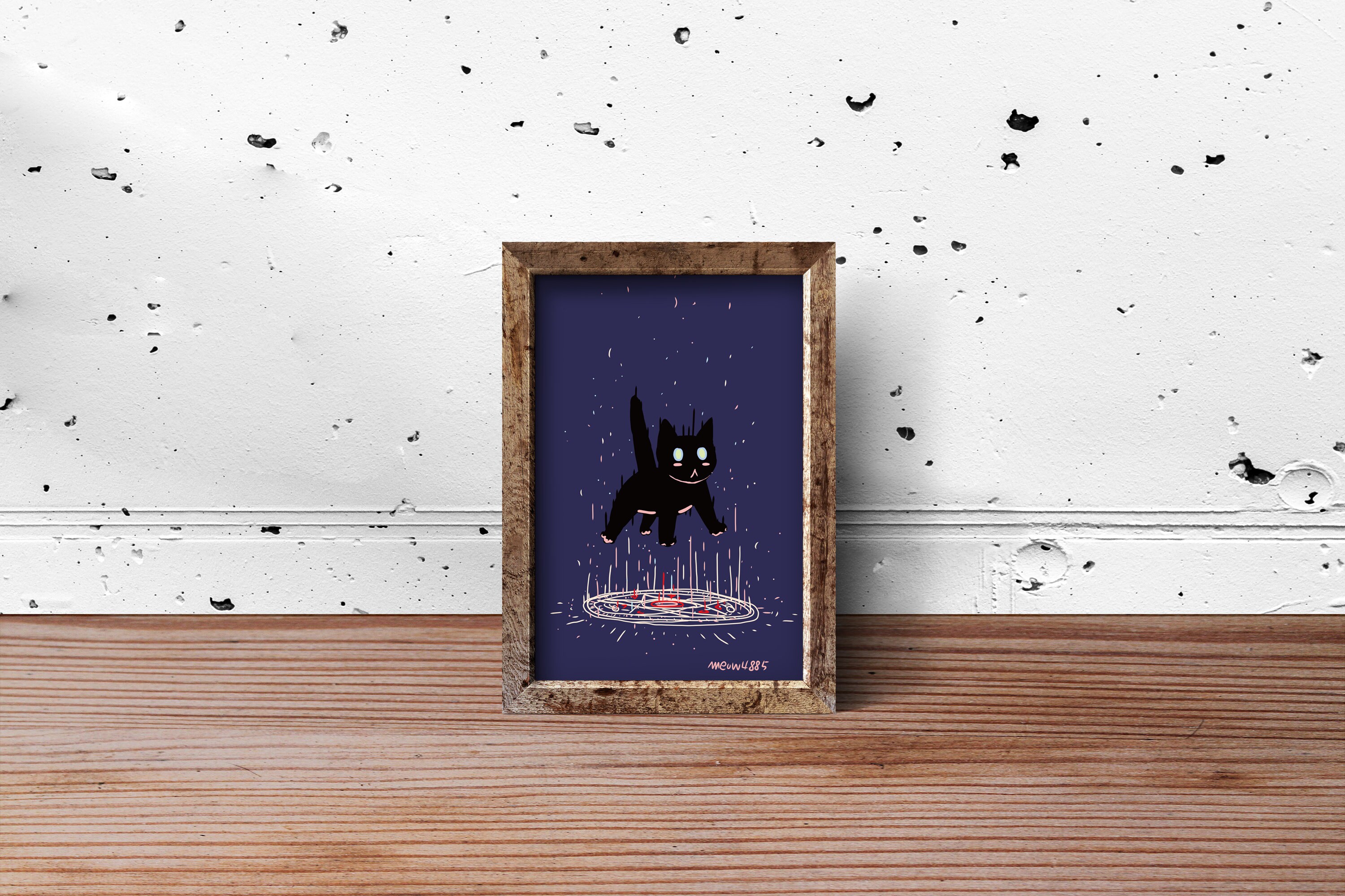 Funny Black Cat Wall Art Printable Art Work Cat Wall Art Etsy UK
