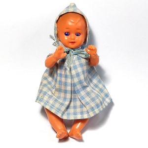 Vintage E.S. Germany Hard Plastic Baby Doll, 4&quot; Sleepy Eyes