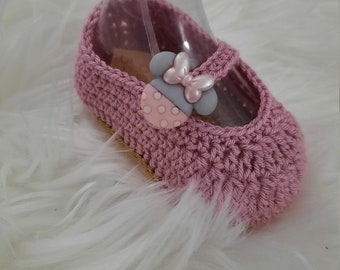 Mary Janes Crochet Shoes, Crochet, Pink  Baby Crochet shoes, Baby Crochets, Newborn shoes, Crochet Shoes, Ballerina Baby Shoes, First Shoes