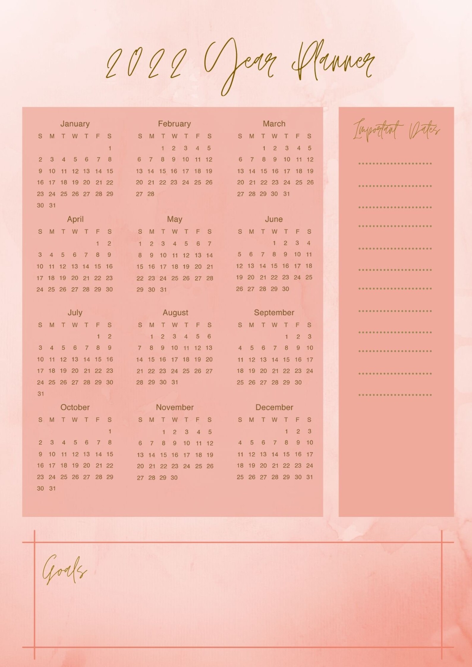 2022 Year Calendar One Page 2022 Wall Calendar Digital Etsy Canada 2022-year-calendar-one-page-2022-wall-calendar-digital-etsy-canada