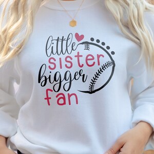 Baseball Sister Svg, Little Sister Biggest Fan Svgม, Baseball Svg, Softballsvg, Baby Girl Baseball Shirt Svg png
