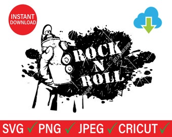 Rock and Roll Svg, Rocknroll Wallpaper Svg, Rock Hand SVG, Wallpaper Painting, Sticker, Vinyl, Pin, Vector, Png, Cut files, Clipart