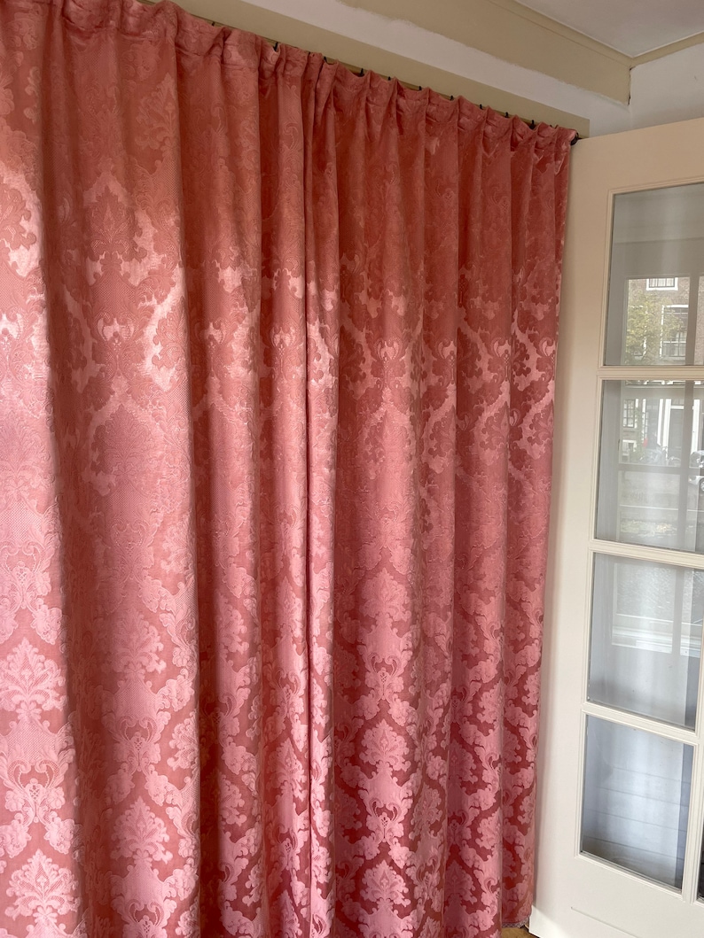 Romantic Pink French Silk Damask Curtains Etsy