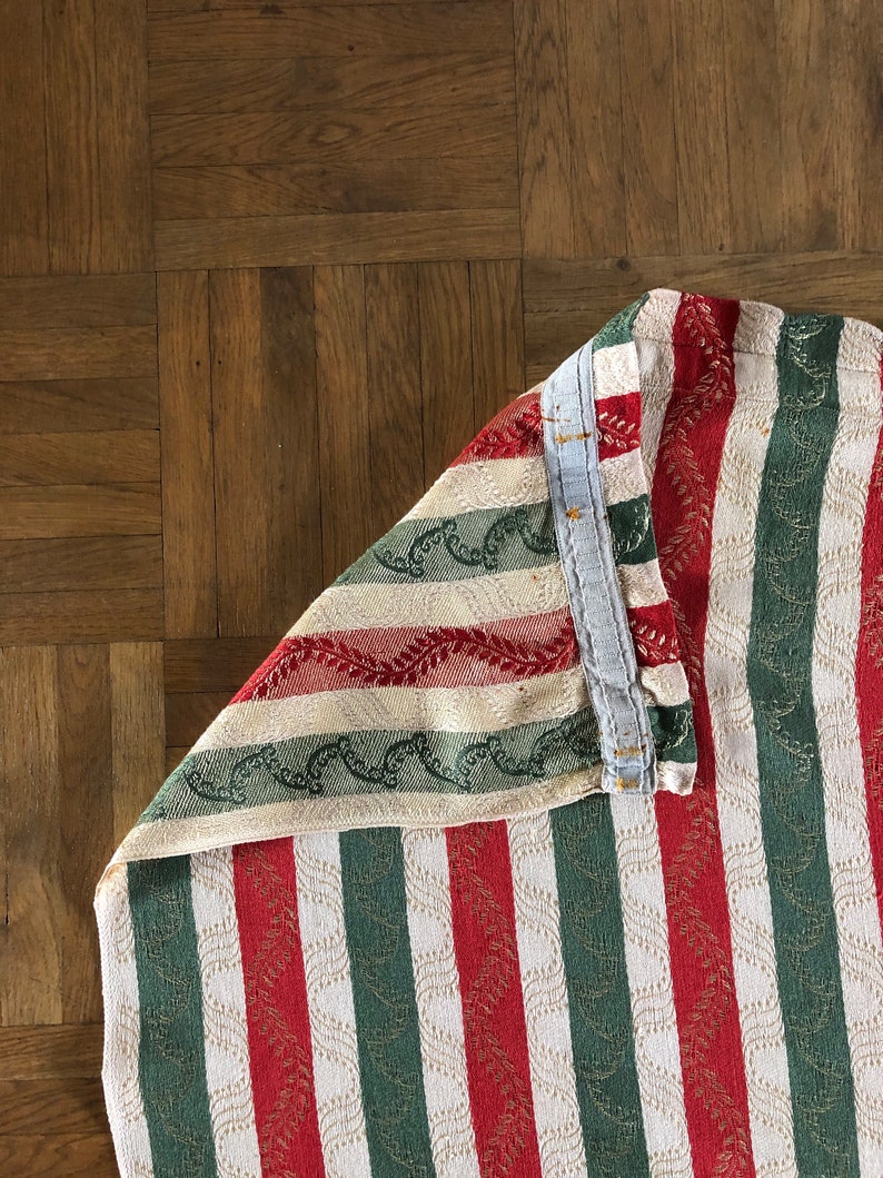 Vintage Silk Damask Curtains in Green and Red Regency Striped Etsy