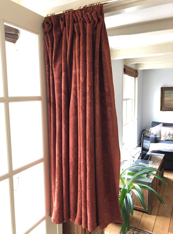 1890 S Beautiful Antique Damask Curtains In Chestnut Brown Beautiful Antique Damask Curtains, Brown And Red Curtains