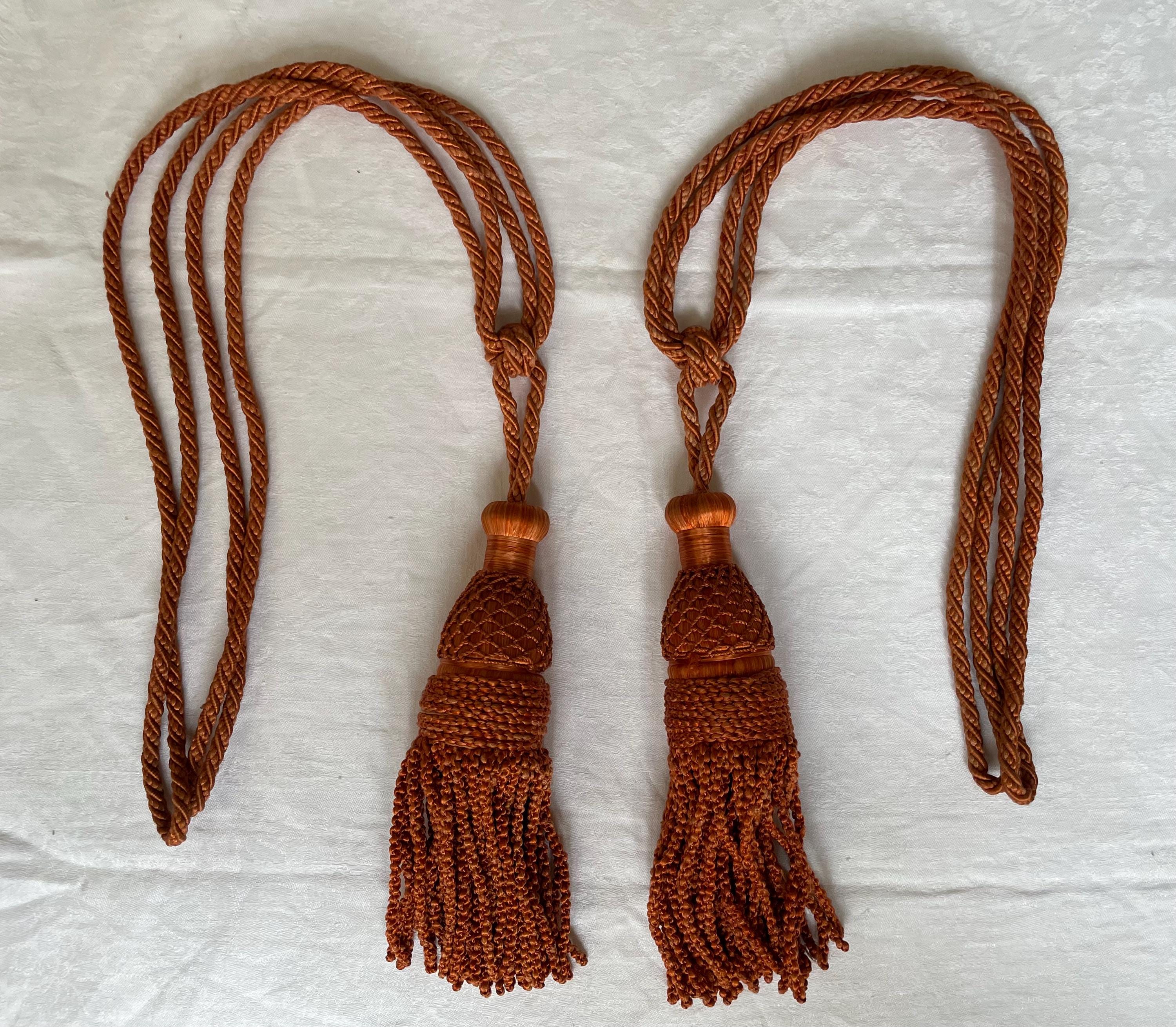 Embrasse De Rideau Vintage à Pompon Orange - Passementerie Ancienne