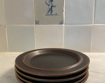 Set of 4 rustic brown glazed stoneware side plates from Arabian Ruska series