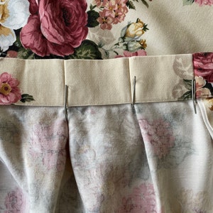 Curtains vintage romantic English pink, white and golden yellow roses on a cream Buckingham fabric range image 8