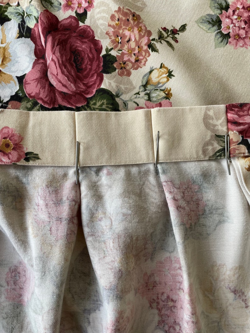 Curtains vintage romantic English pink, white and golden yellow roses on a cream Buckingham fabric range image 8