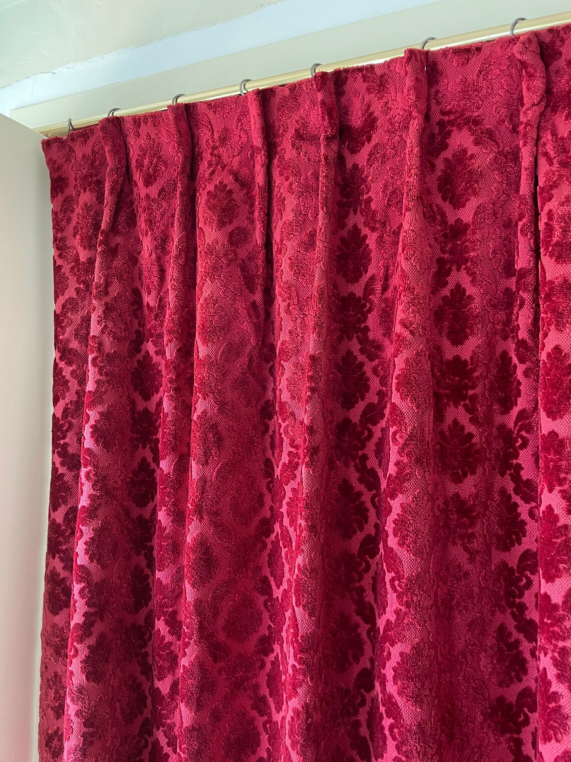 Magnificent Red Velvet Damask Curtains Etsy
