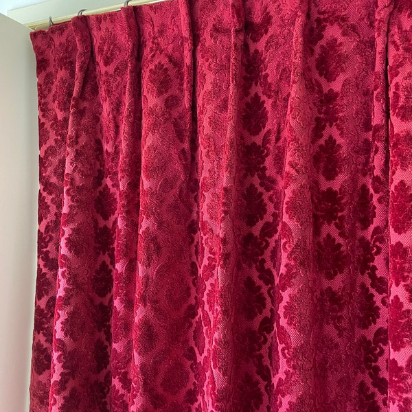 Curtains antique red velvet embossed