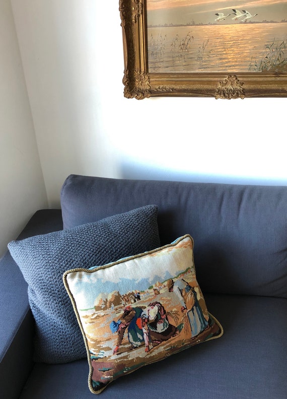 Lovely vintage tapestry cushion of The Gleaners artwork Etsy