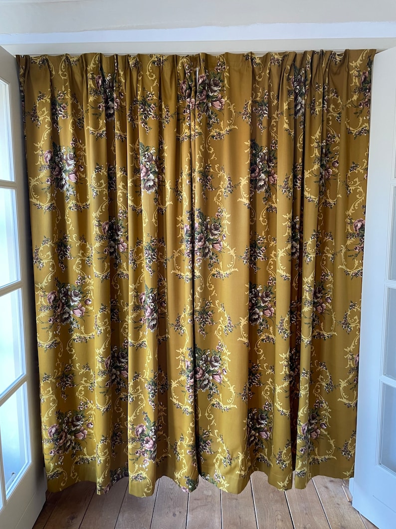 Elegant Victorian Golden Damask Curtains - Etsy