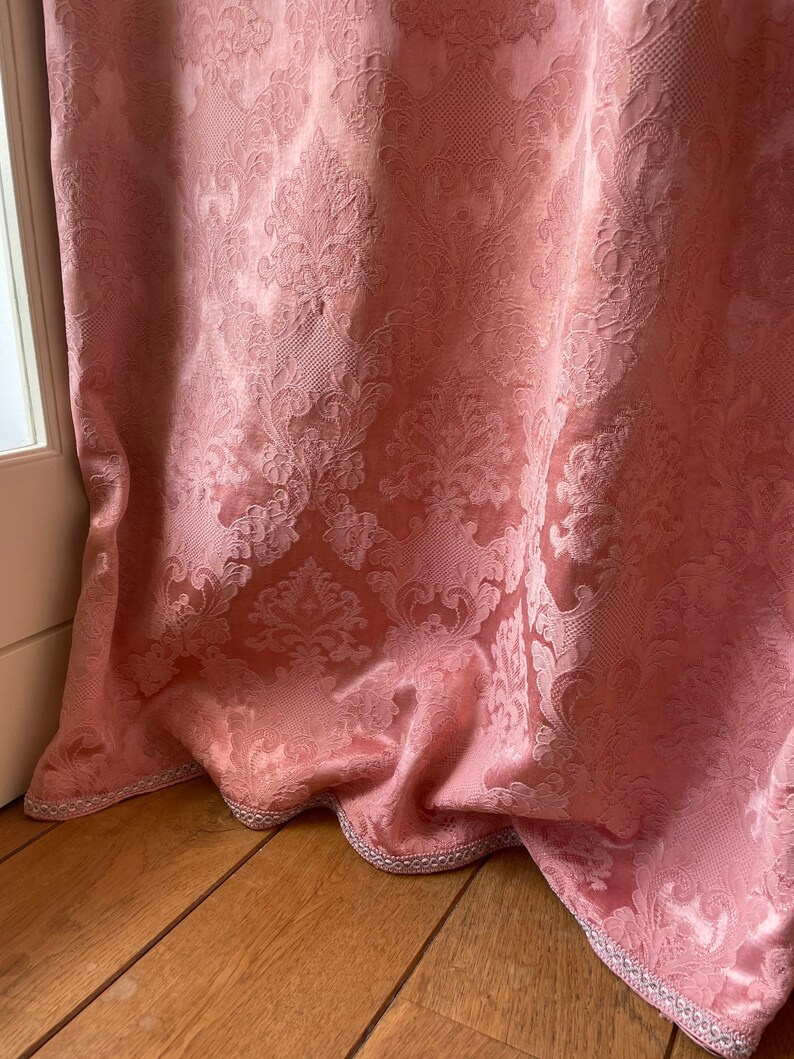 Romantic Pink French Silk Damask Curtains Etsy