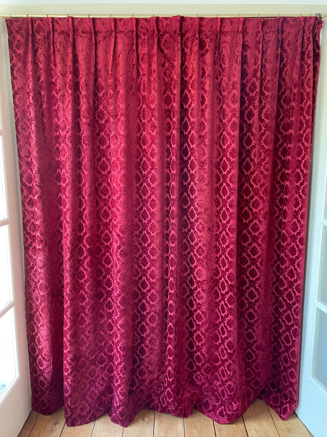 Magnificent Red Velvet Damask Curtains Etsy
