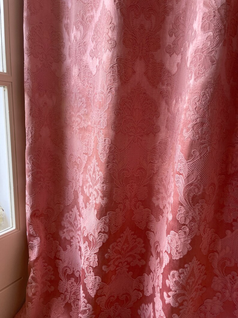 Romantic Pink French Silk Damask Curtains Etsy