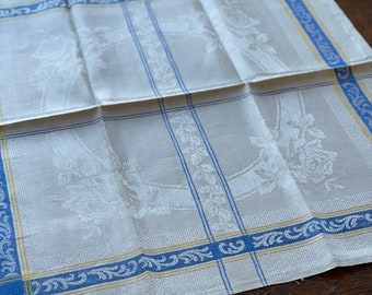 Linen napkins from the 1800's white with blue and yellow stripes