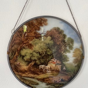 Seltene Vintage Glasfliese der Malerei von berühmten holländischen Künstler, JH van Hunnik