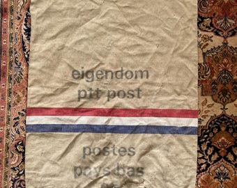 Postal bags from the Netherlands, large storage canvas sack vintage
