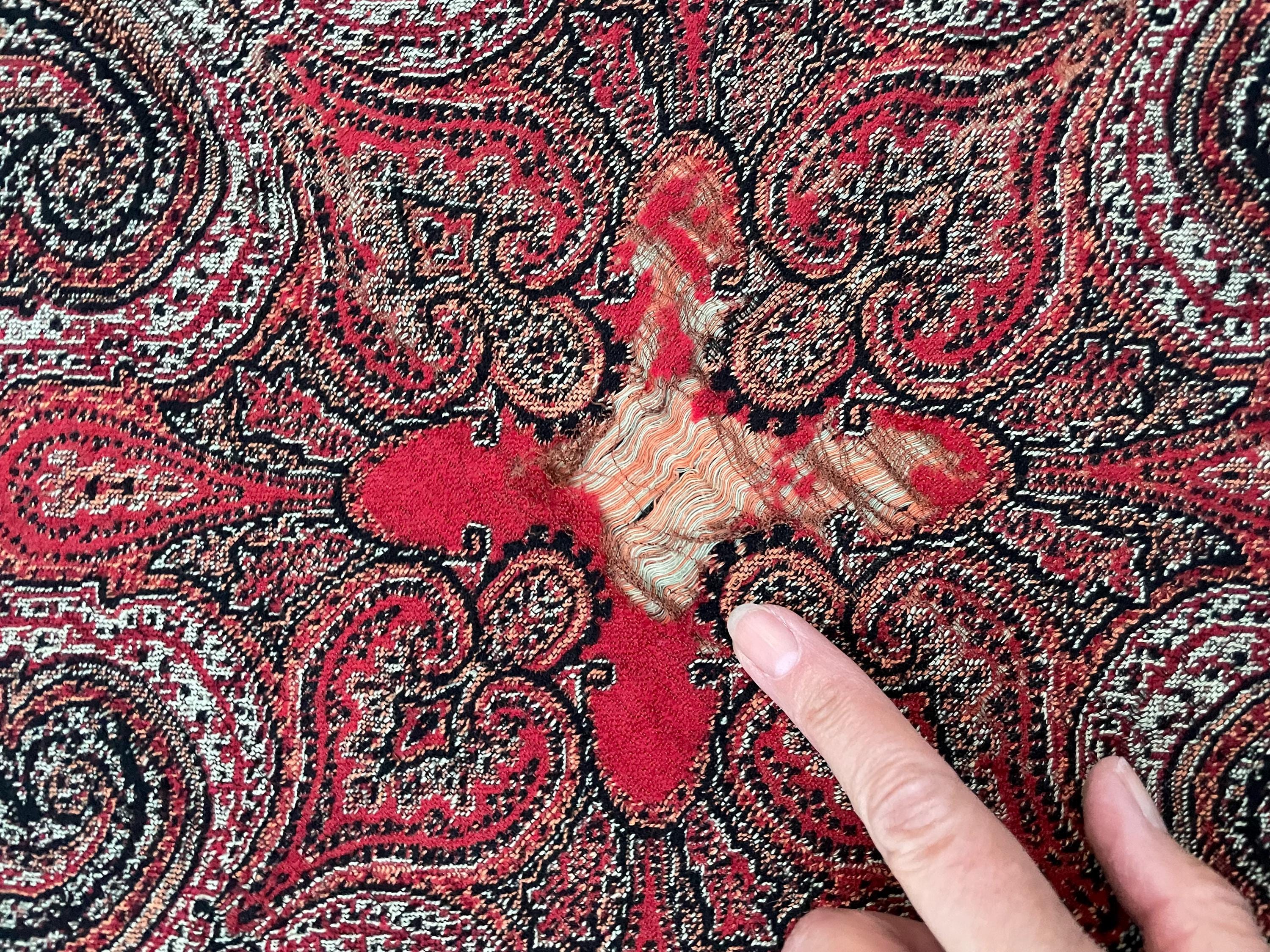 Châle Ancien Victorien En Laine Cachemire - Motif Paisley, 112x54 Pouces - Fait Main Aux États-Unis