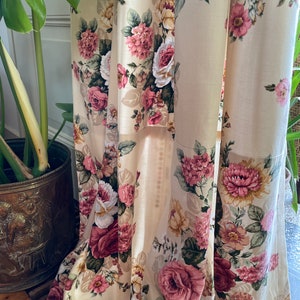 Curtains vintage romantic English pink, white and golden yellow roses on a cream Buckingham fabric range image 5