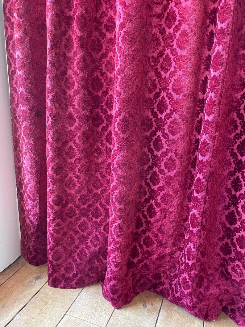 Magnificent Red Velvet Damask Curtains Etsy