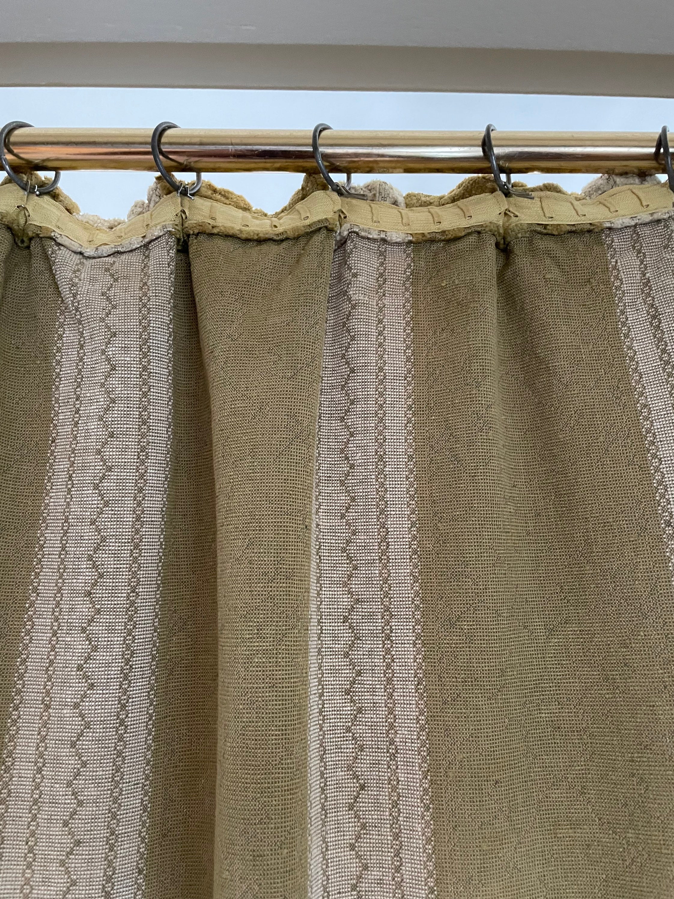 Antique Chenille Damask Velvet Curtains in Gold and off White Etsy