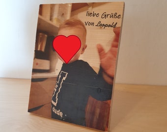 dein Foto mit Wunschtext auf Holz gedruckt - Wunschtext im Foto - personalisiertes Holzbild mit Spruch - Geschenkidee aus Holz